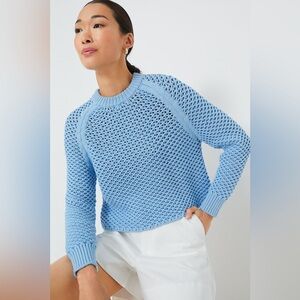 NWOT Tuckernuck Corsica Blue Crochet Knit Annette Sweater Medium